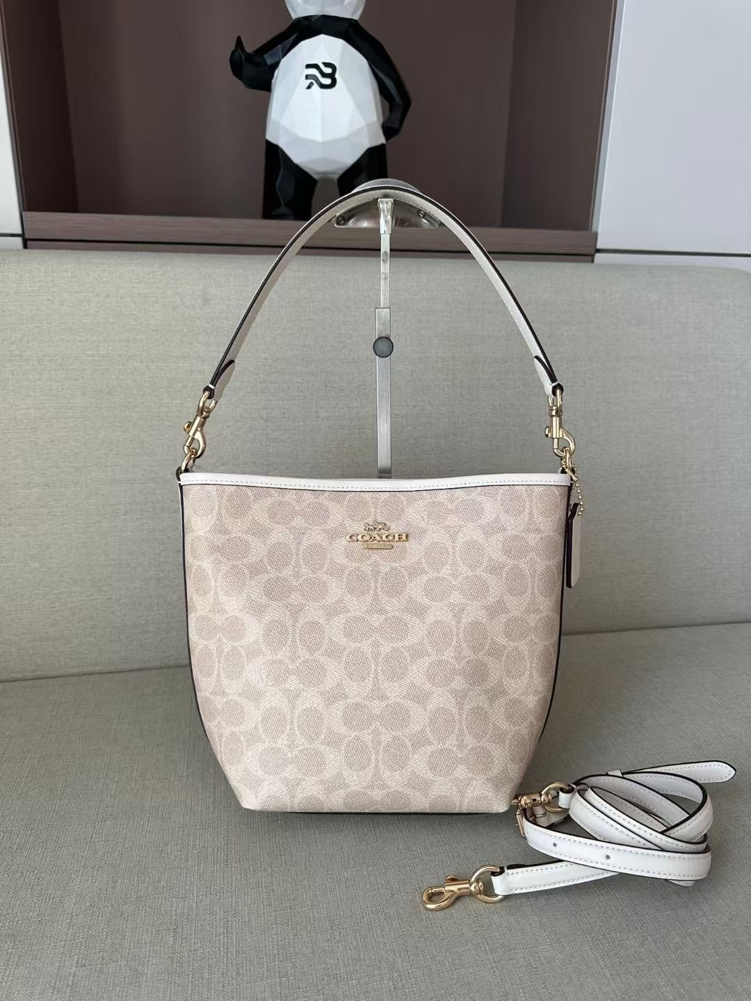 Coach ～纯原 Coach蔻驰CT800 最新款City bucket系列 老花水桶包 牛皮配PVC材质
