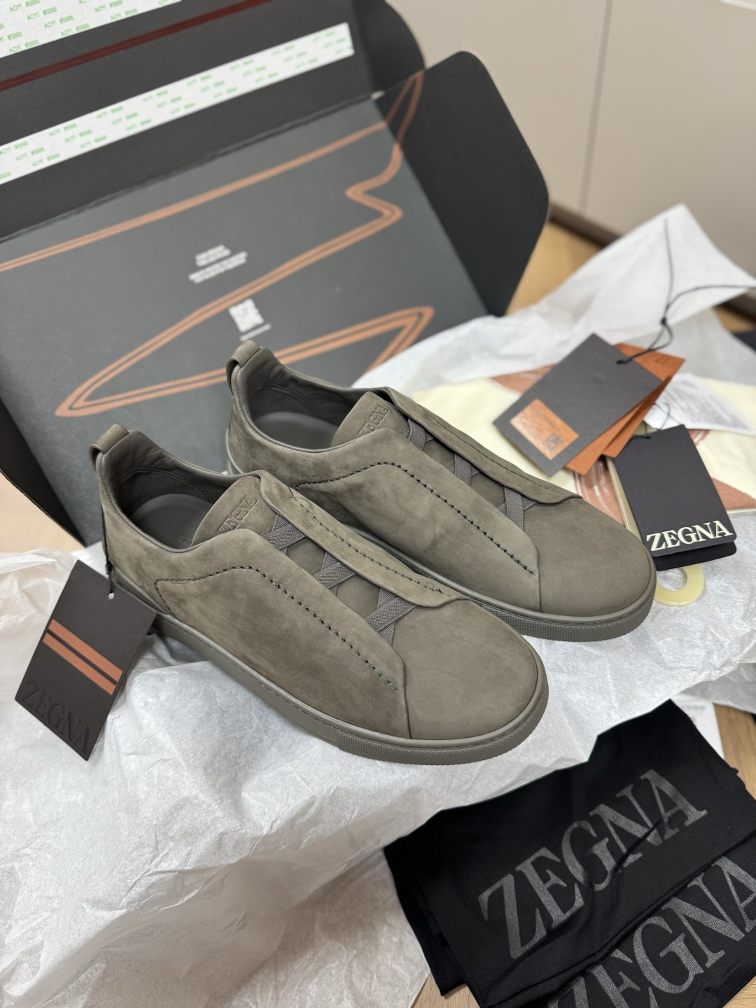 Zegna Triple Stitch deerskin casual shoes