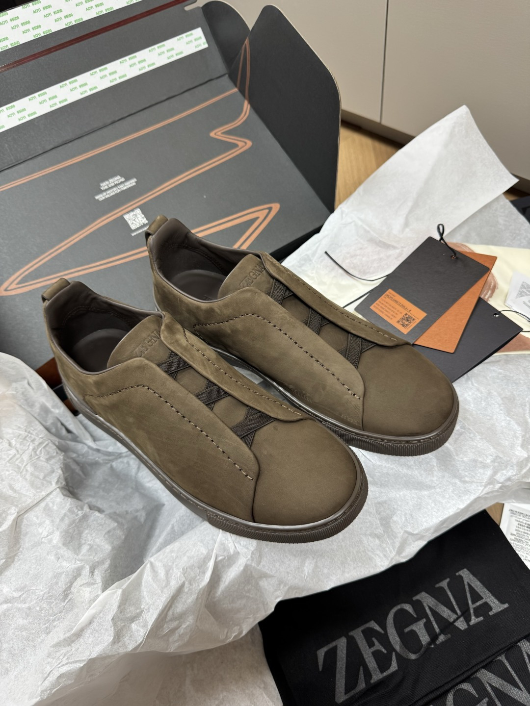 Zegna Triple Stitch deerskin casual shoes