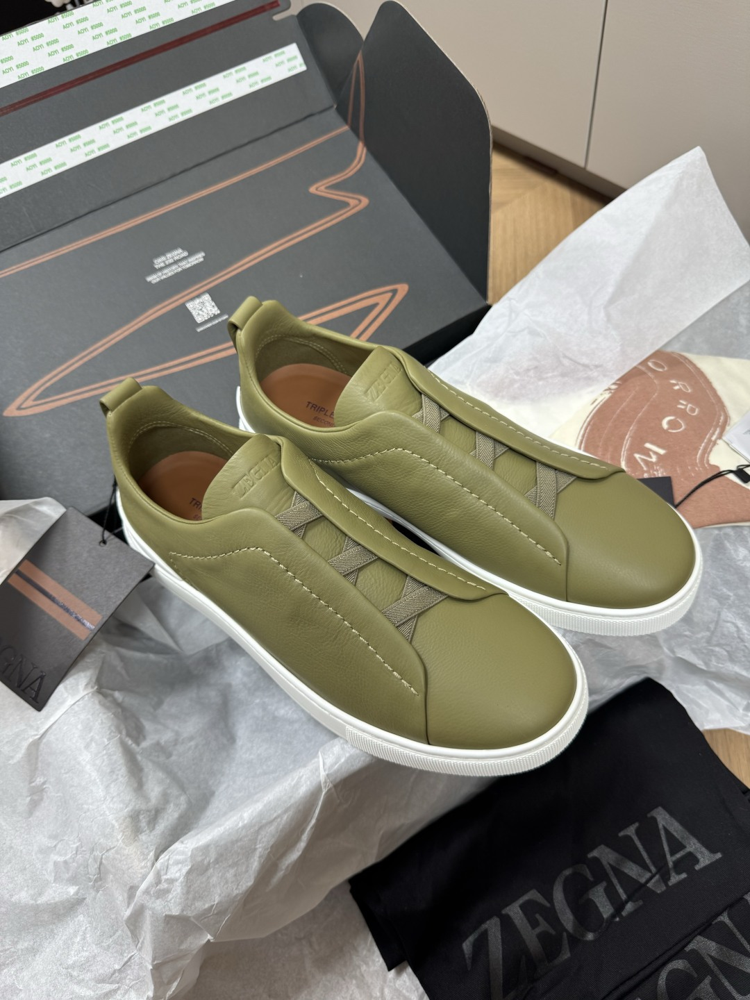 Zegna Triple Stitch deerskin casual shoes