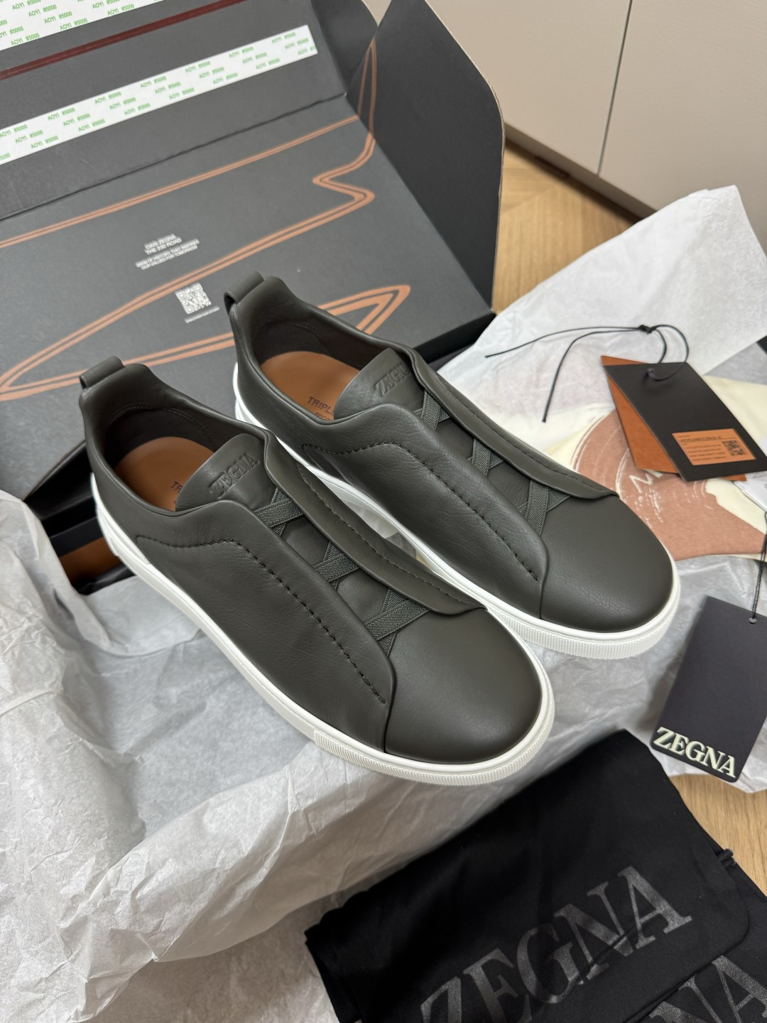 Zegna Triple Stitch deerskin casual shoes