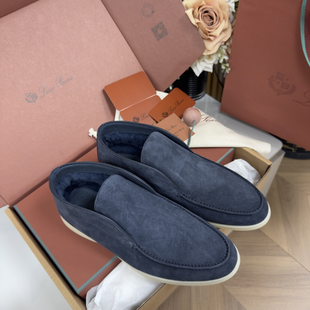 Loro Piana Suede Ankle Boots Fur Lined Men