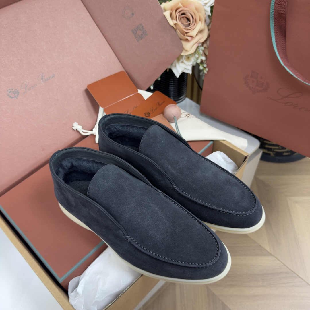 Loro Piana suede ankle boots fur lining men