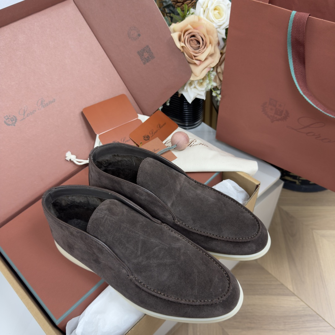 Loro Piana suede men's ankle boots fur lining