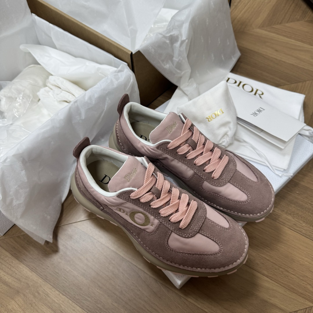 Dior 運動鞋 絨面牛皮革 尼龍 粉色