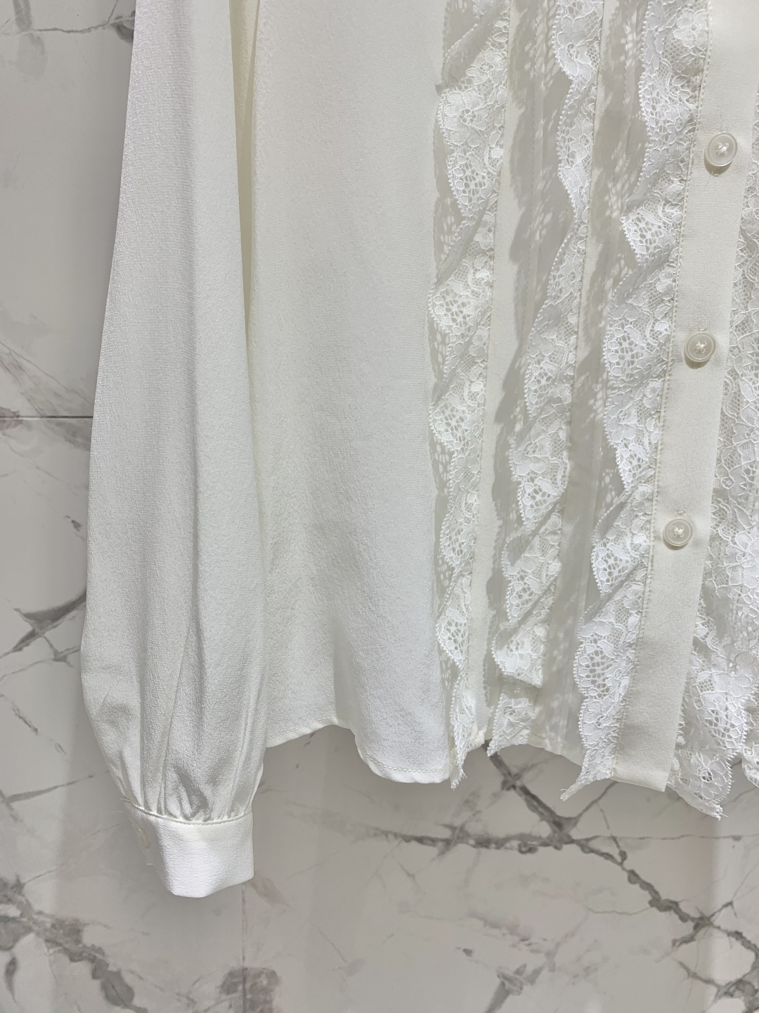 Elegant Lace Trim Silk Blouse - Vintage Style, Soft Fabric, Versatile Top 7 cmp i1745550158804 6111 0 5