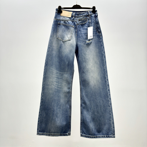 MM6 Maison Margiela Distressed High-Waisted Wide-Leg Jeans - Blue Denim 1 MM6 Maison Margiela Distressed High-Waisted Wide-Leg Jeans - Blue Denim