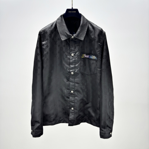 Louis Vuitton Monogram Jacquard Silk Jacket - Button-Down Shirt - Black 1 Louis Vuitton Monogram Jacquard Silk Jacket - Button-Down Shirt - Black