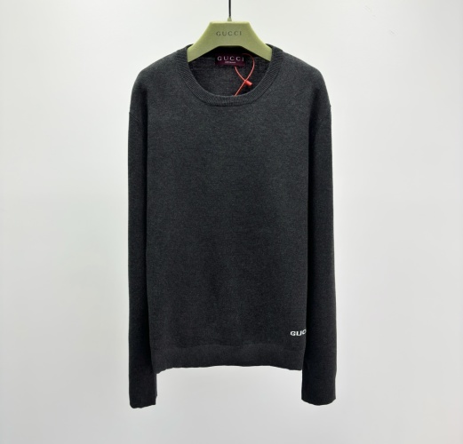 Gucci Gray Cotton-Blend Intarsia Knit Sweater 1 Gucci Gray Cotton-Blend Intarsia Knit Sweater