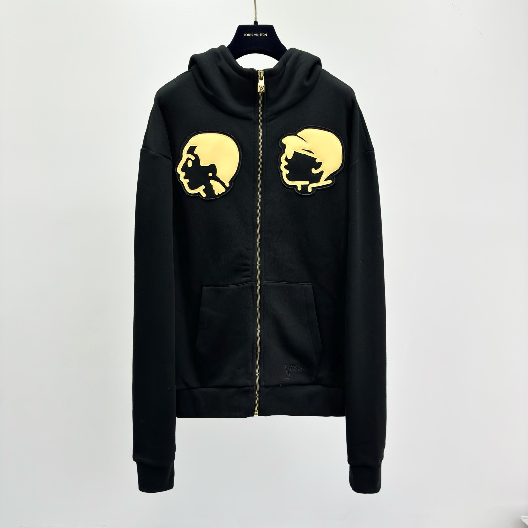 P205 1V x Nigo Edición Colaboración FW25 Sudadera con capucha y cremallera con estampado de personajes, para hombre. Gr…