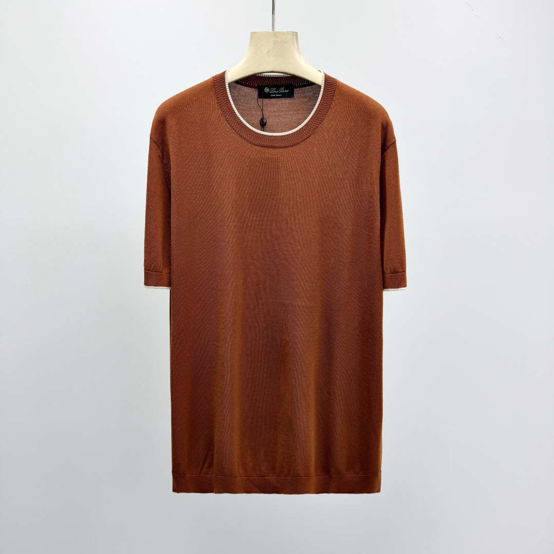 로로피아나 자수 프린트 슬림핏 니트 41394 Loro Piana T Shirt