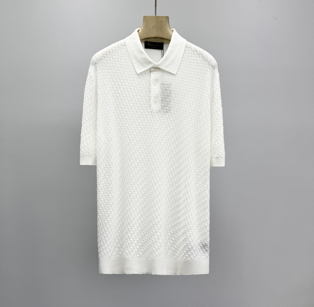 로로피아나 프린트 코튼 카라 폴로셔츠 남성 41387 Loro Piana T Shirt