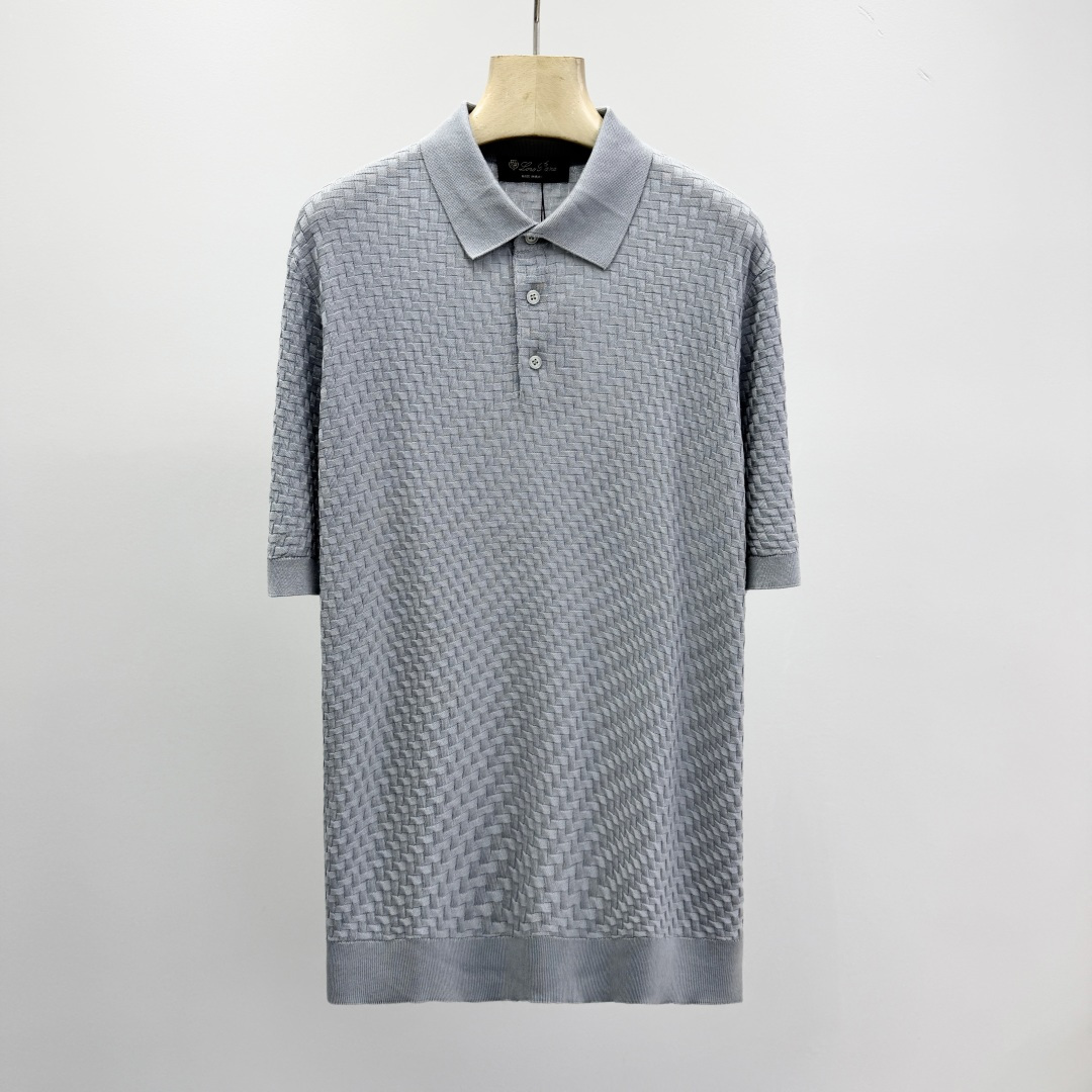 로로피아나 프린트 코튼 카라 폴로셔츠 남성 41386 Loro Piana T Shirt