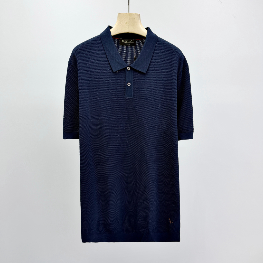 로로피아나 SS 로고 블렌드 솔리드 반팔 폴로 셔츠 41382 Loro Piana T Shirt