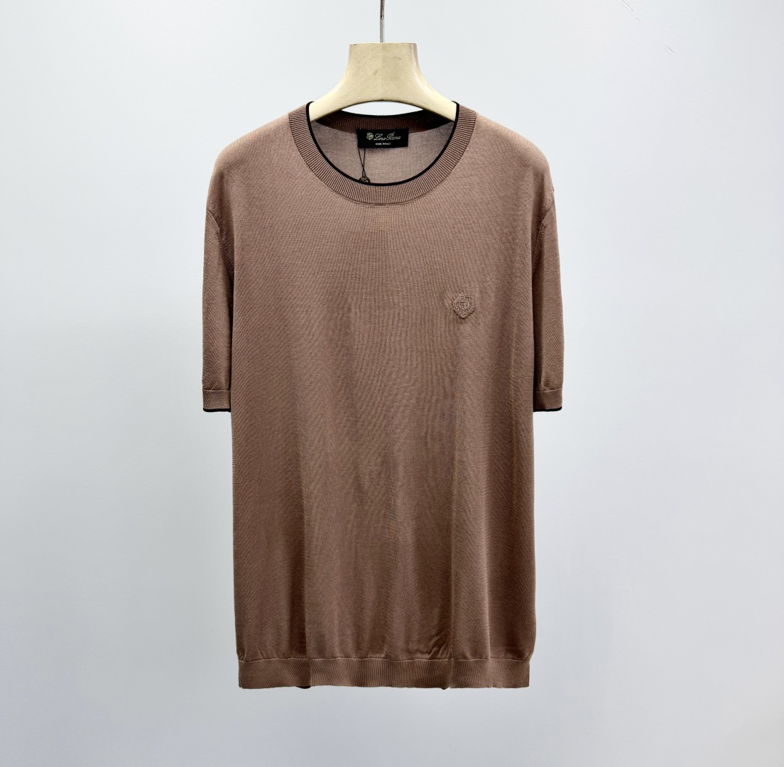 로로피아나 자수 프린트 스트라이프 니트 남성 41381 Loro Piana T Shirt