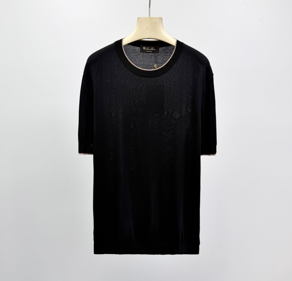 로로피아나 자수 프린트 스트라이프 니트 남성 41378 Loro Piana T Shirt