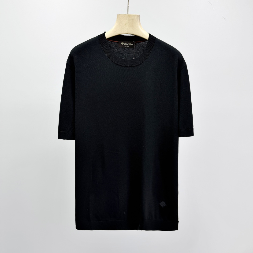 로로피아나 자수 프린트 카라 니트 남성 41369 Loro Piana T Shirt