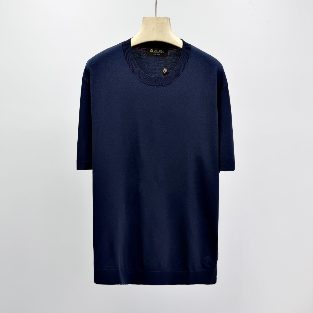 로로피아나 자수 프린트 카라 니트 남성 41370 Loro Piana T Shirt