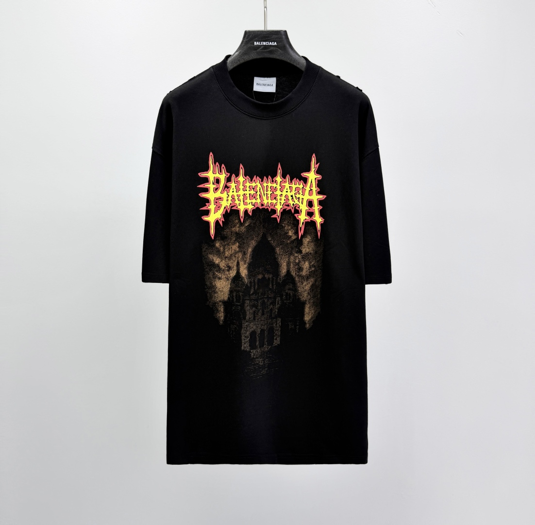 발렌시아가 프린트 코튼 오버핏 니트 41329 Balenciaga T Shirt