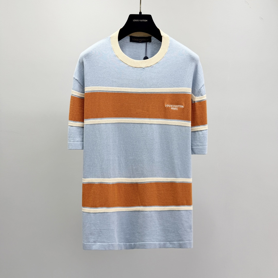 루이비통 2026SS 프린트 스트라이프 코튼 반팔 티셔츠 41219 Louis Vuitton T Shirt