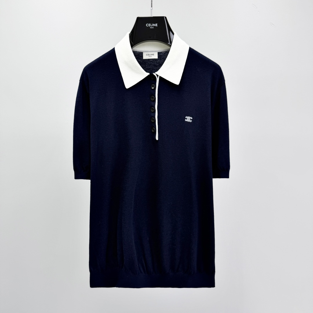 셀린느 2026SS 실크 캐시미어 카라 폴로셔츠 41398 Celine T Shirt