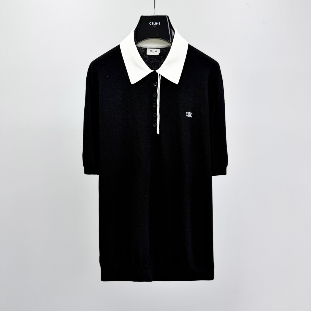 셀린느 2026SS 실크 캐시미어 카라 폴로셔츠 41399 Celine T Shirt