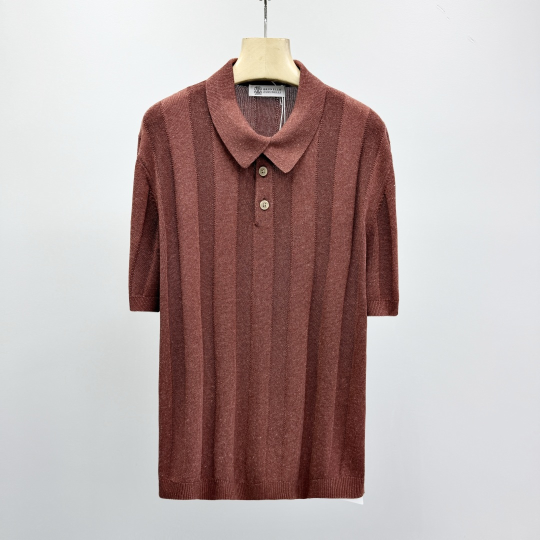 브루넬로 쿠치넬리 2026SS 린넨 코튼 카라 니트 남성 41345 Brunello Cucinelli T Shirt