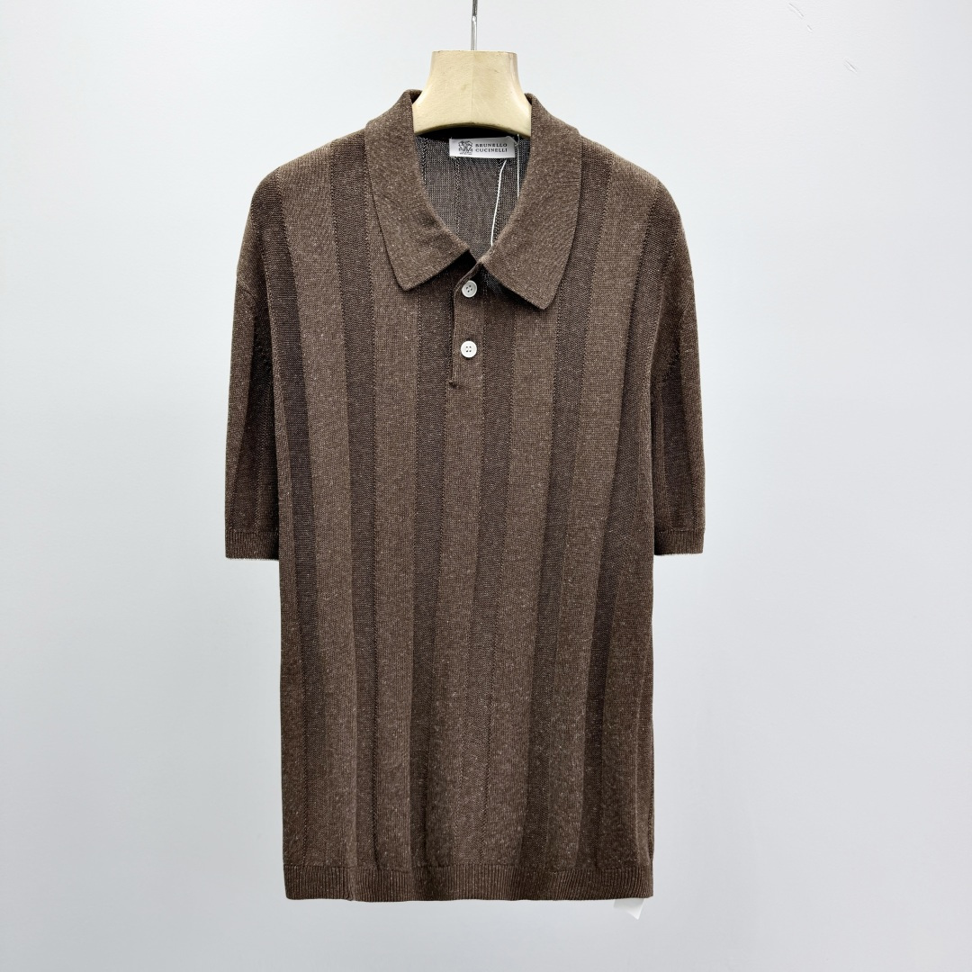 브루넬로 쿠치넬리 2026SS 린넨 코튼 카라 니트 남성 41346 Brunello Cucinelli T Shirt