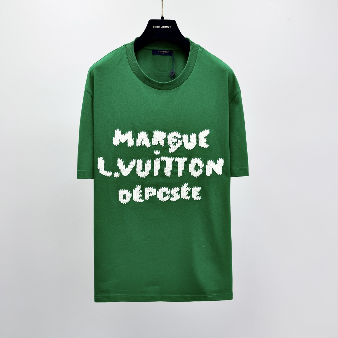 루이비통 2026SS 로고 자수 코튼 반팔 티셔츠 남성 41284 Louis Vuitton T Shirt