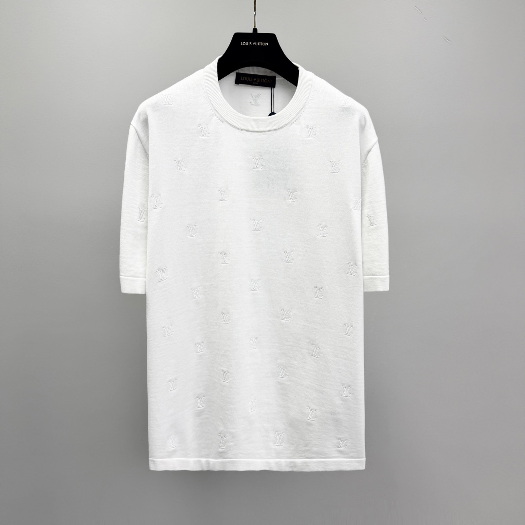 루이비통 2026SS 자수 코튼 라운드넥 반팔 티셔츠 남성 41303 Louis Vuitton T Shirt