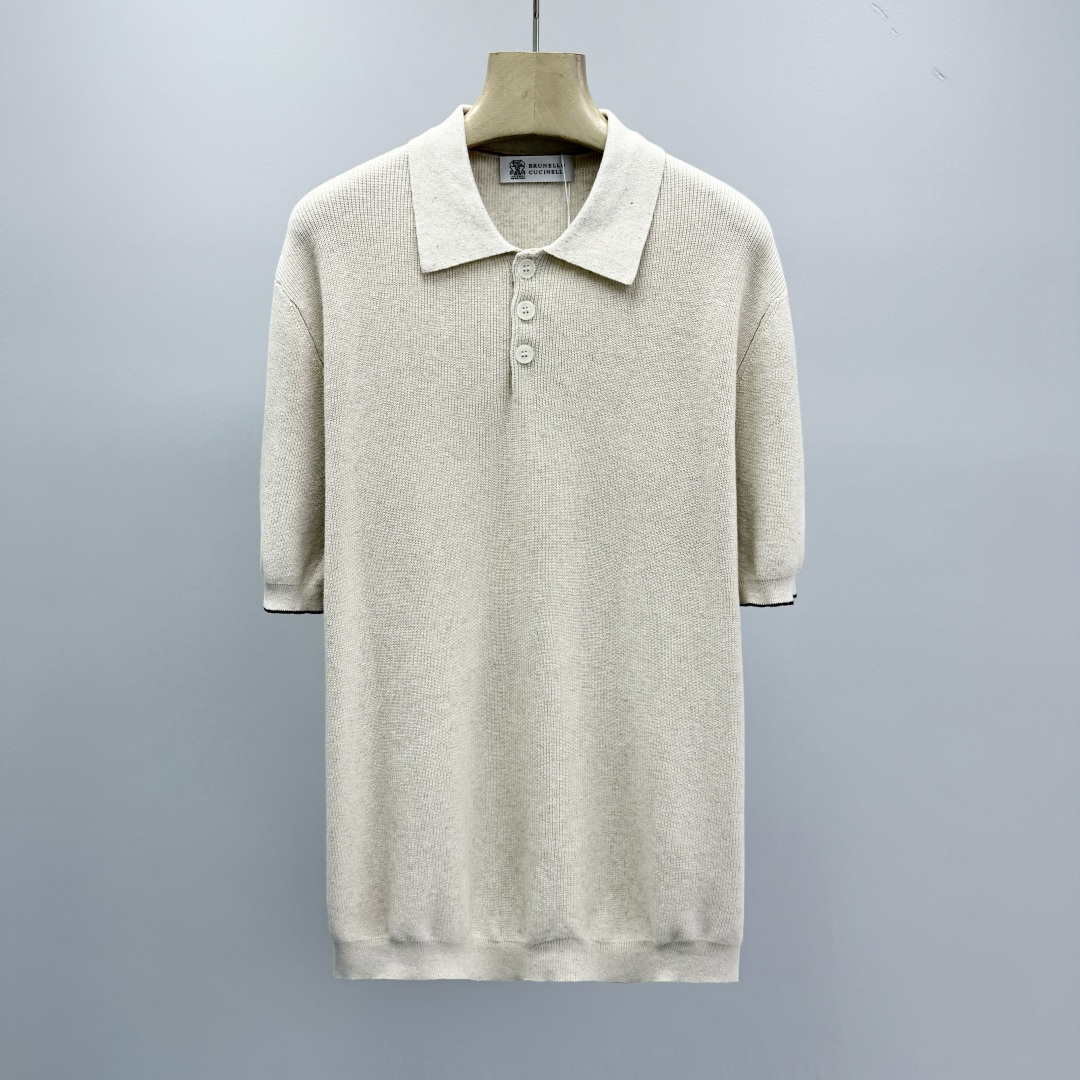 브루넬로 쿠치넬리 린넨 코튼 카라 니트 남성 41297 Brunello Cucinelli T Shirt