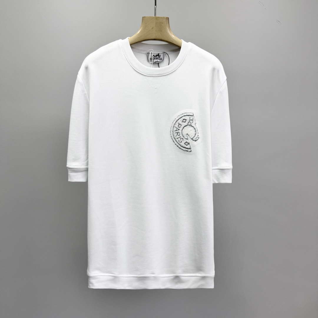 에르메스 2026SS 자수 패치 코튼 반팔 티셔츠 41251 Hermes T Shirt