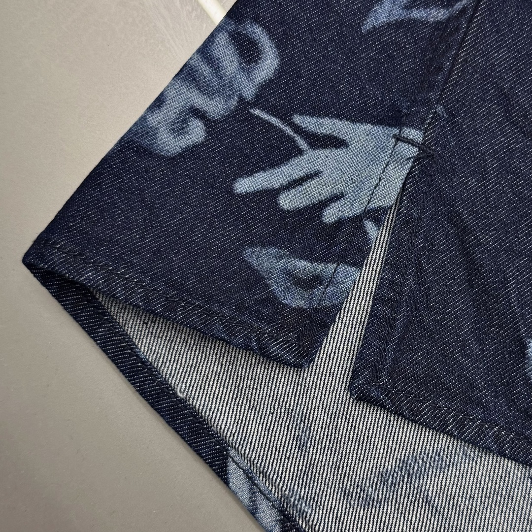 Dior Floral Print Denim Long Sleeve Shirt