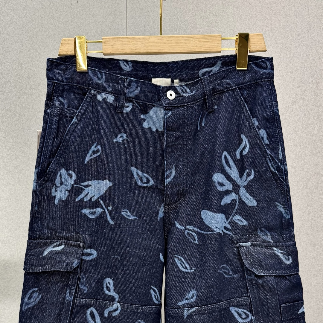 Dior Floral Print Denim Cargo Shorts