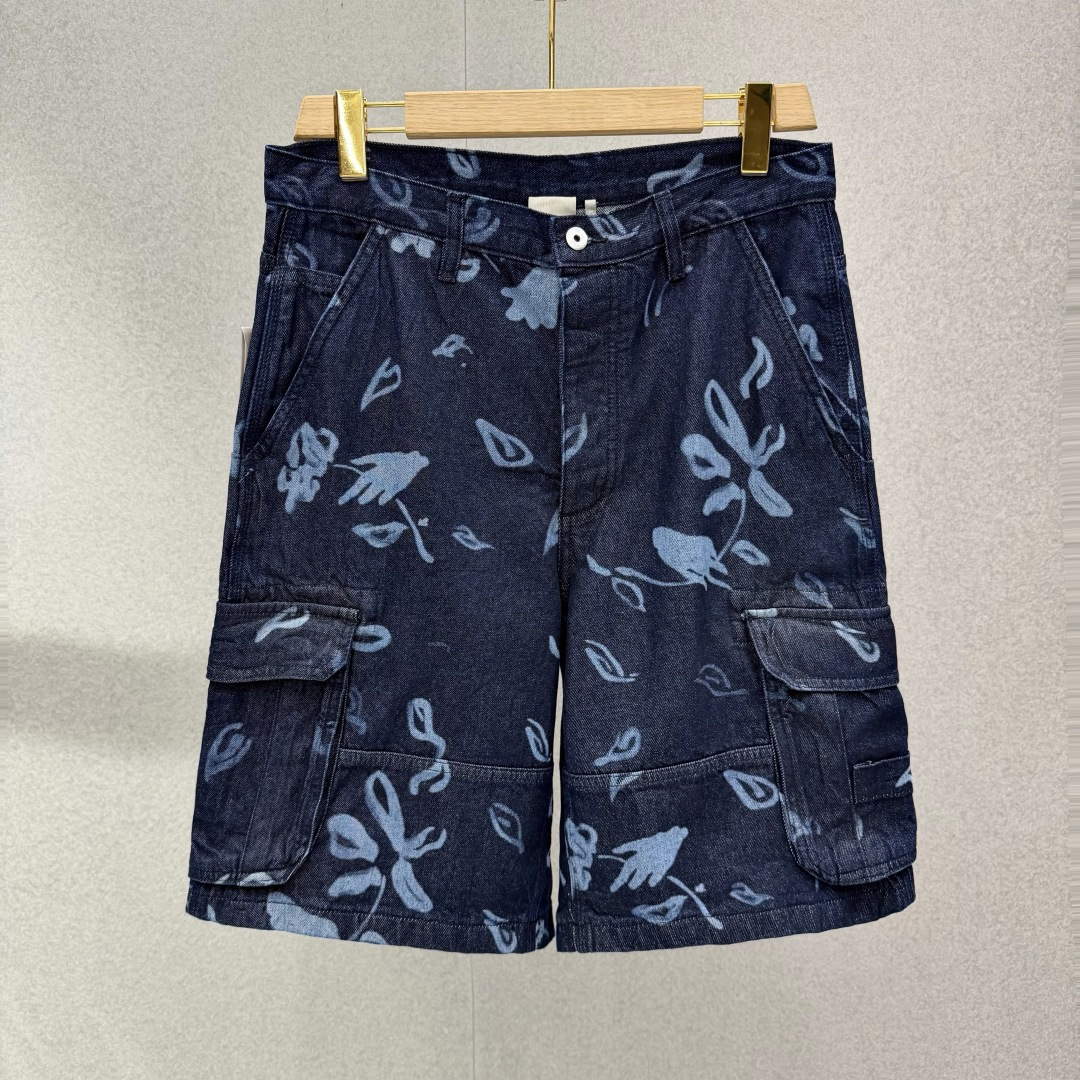 Dior Floral Print Denim Cargo Shorts