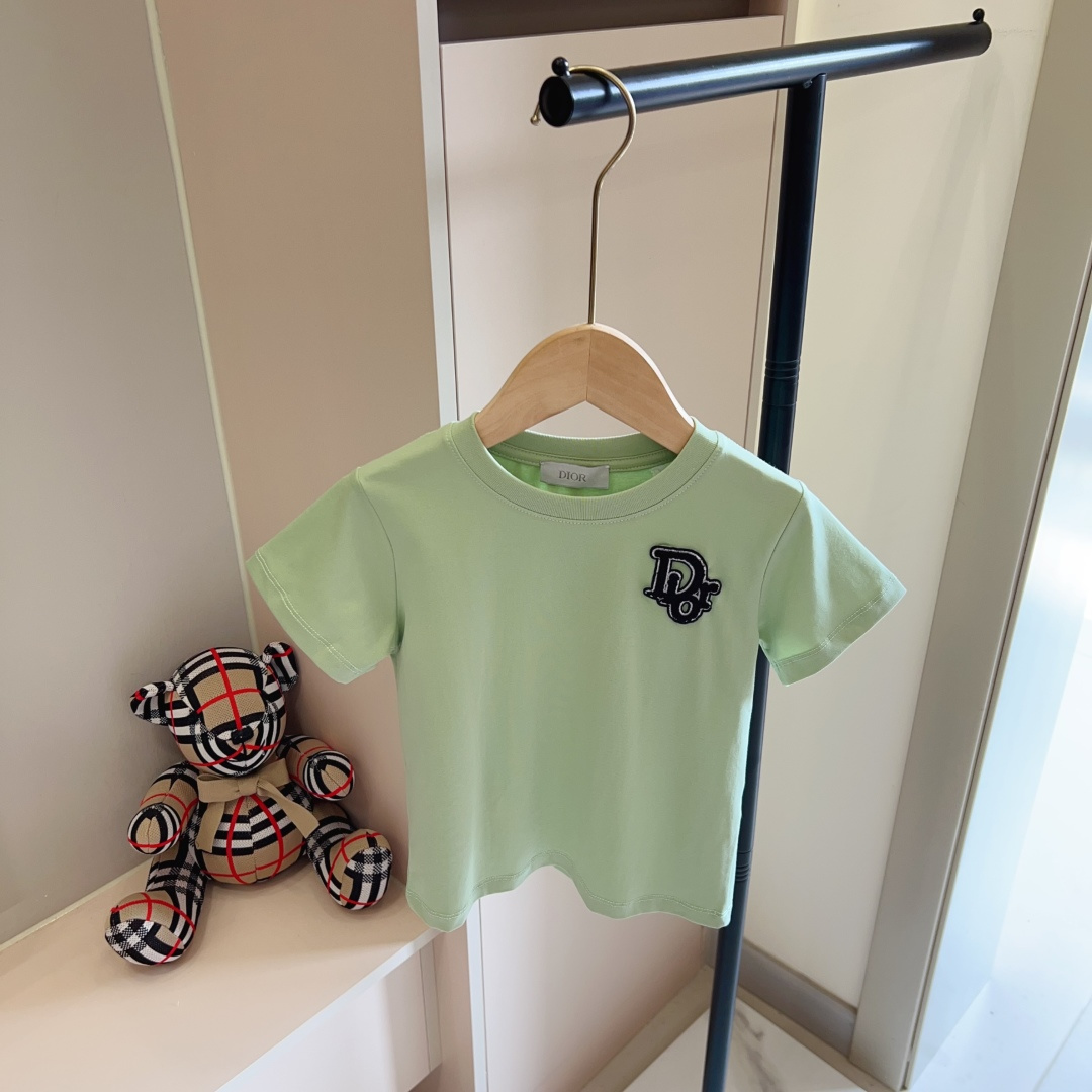 90-170㎝ Precio de compra grupal 49 yuanes, sin menos. Camiseta de cuello redondo de algodón puro estilo Dior, colores s…