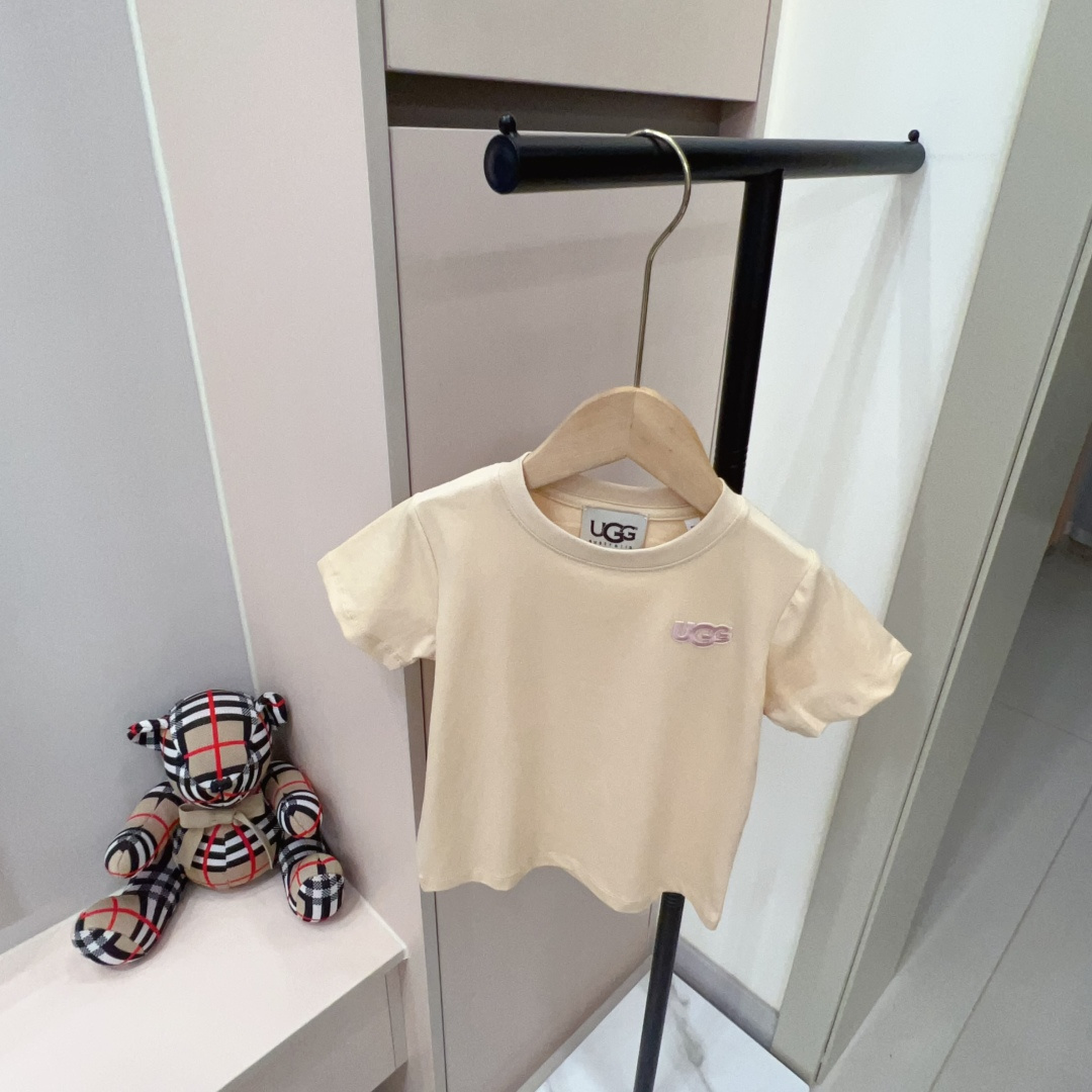 90-170 cm Precio de compra grupal 59 yuanes sin menos Bordado UGG parche de tela pura algodón camiseta de cuello redond…