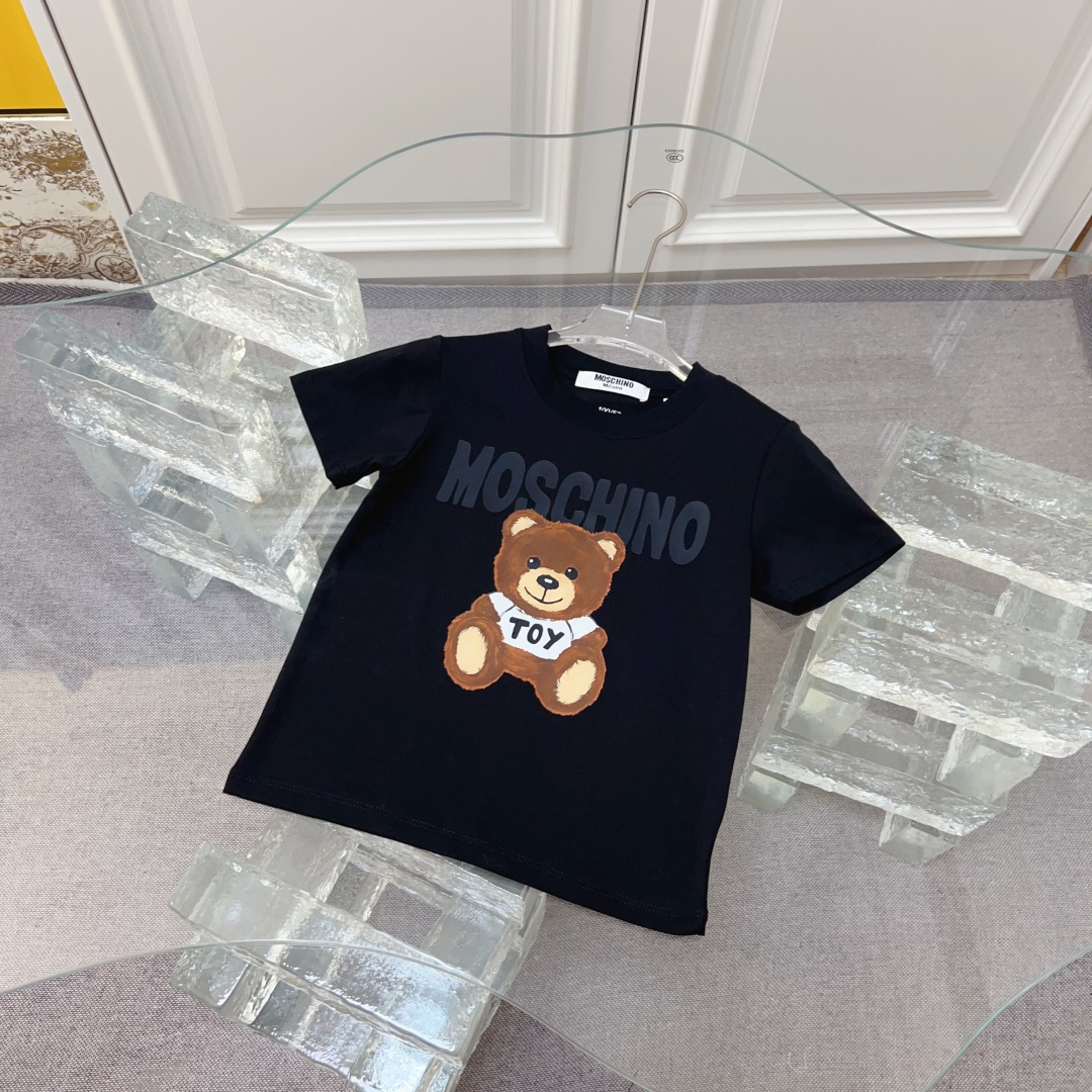 Negro 90-150cm sin menos 59 160-170㎝69 Moschino cuello redondo nuevo modelo mismo estilo de mostrador manga corta unise…
