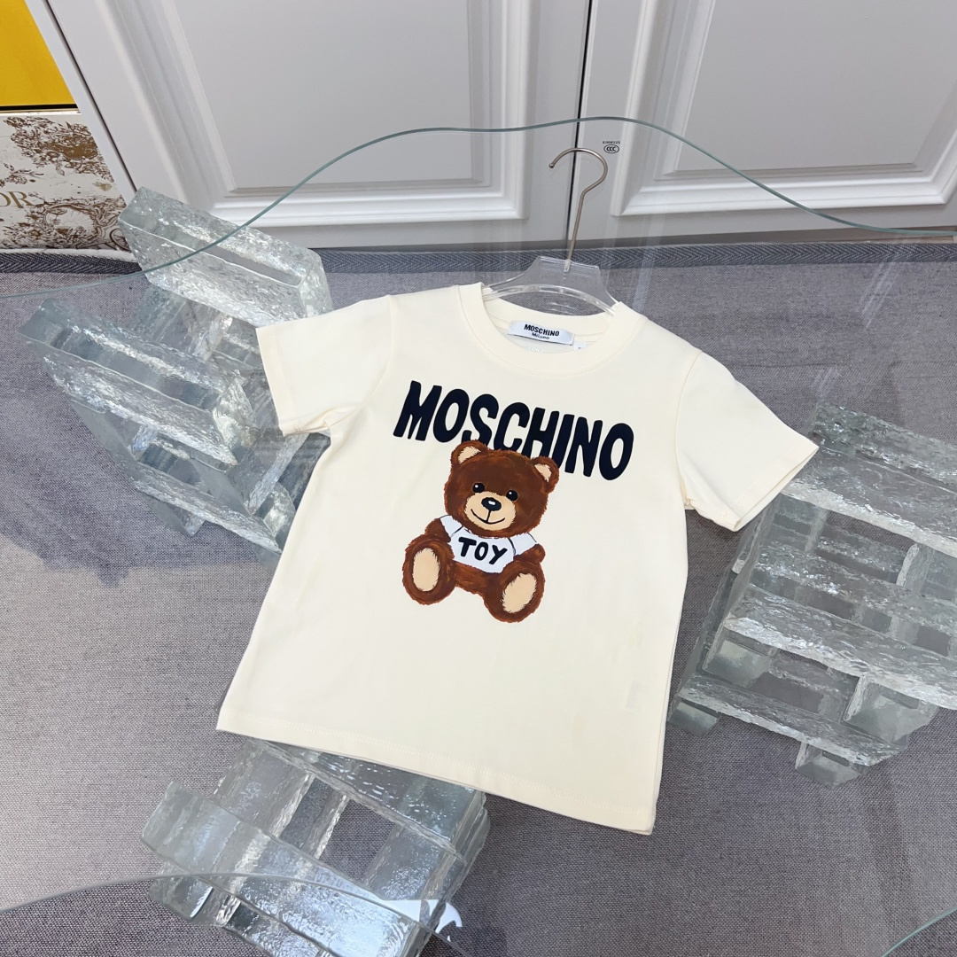 Blanco roto 90-150cm sin menos 59 160-170㎝69 Moschino cuello redondo nuevo modelo mismo estilo de mostrador manga corta…