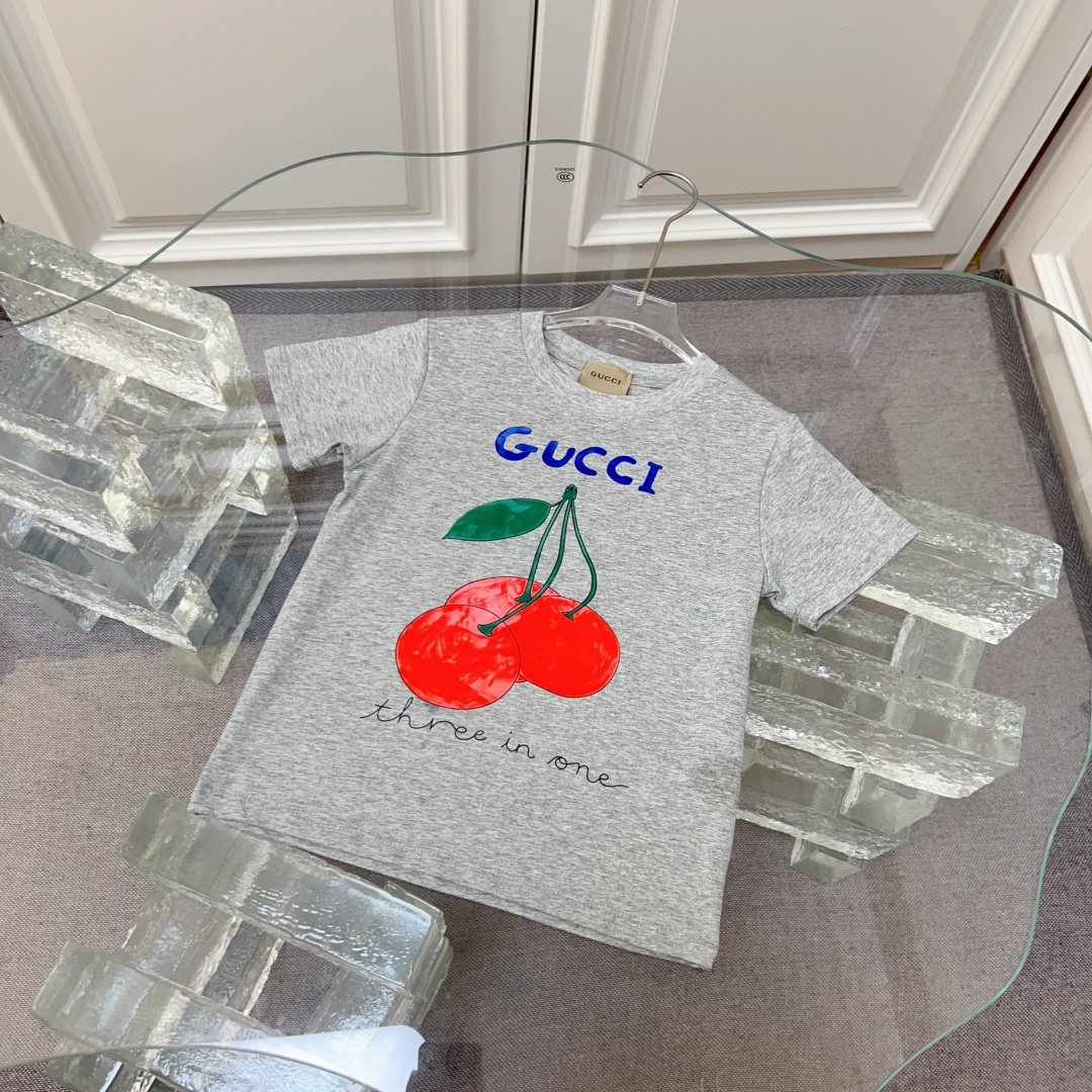 Gris 90-150cm nada menos 59 160-170㎝69 G's cherry cuello redondo nuevo estilo gabinete camiseta casual de manga corta p…