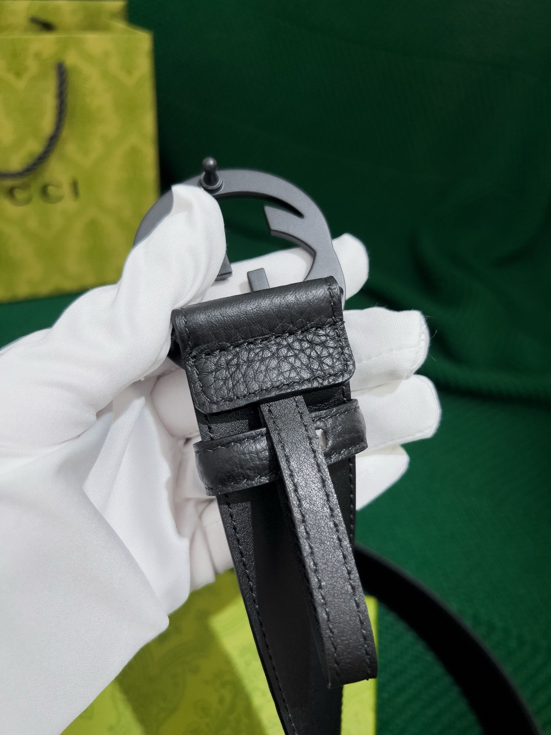 古奇 宽度4.0 高端品质 进口全粒面牛皮压制经典花纹（粒面皮料 手感柔软，不会有便宜货的死硬感，也避免