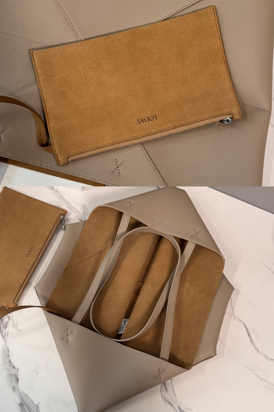 L⊚℮w℮新款🆕大号 柔软粒面 牛皮革横版 Puzzle Fold 手袋 采用轻盈的几何结构设计 ，能够