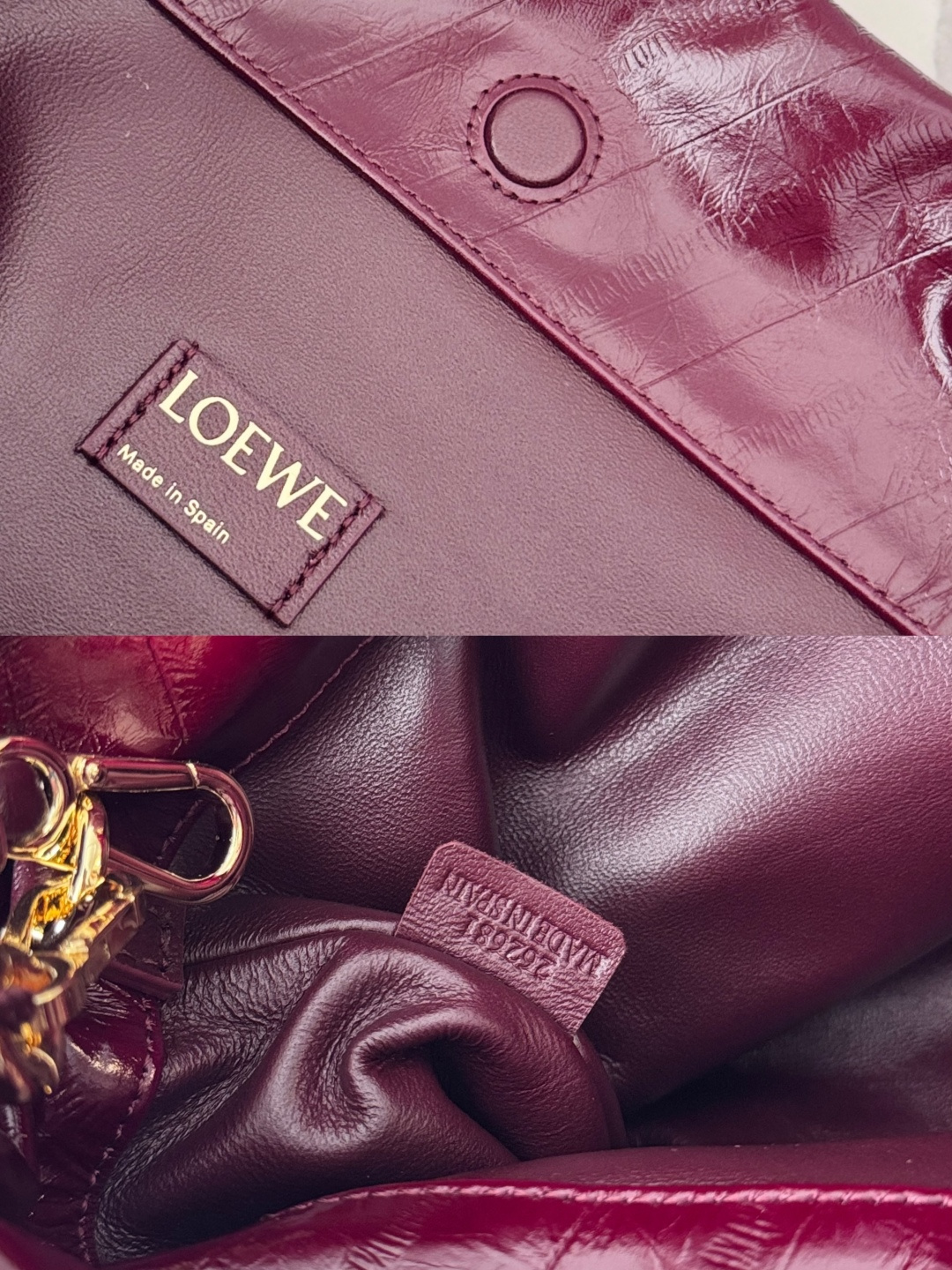 LO℮w℮🌟中号鳄纹牛皮革Flamenco Purse 手拿包 采用鹿皮革制成，侧面搭配标志性绳结等关键