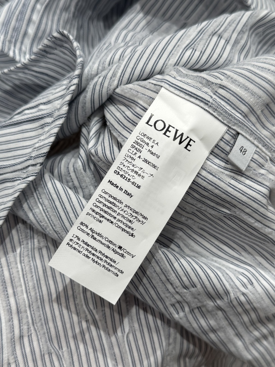 Loewe Stripes Long-Sleeve Shirt: Custom cotton fabric, comfortable and soft, with brand embroidery, versatile styling. - 图片 9