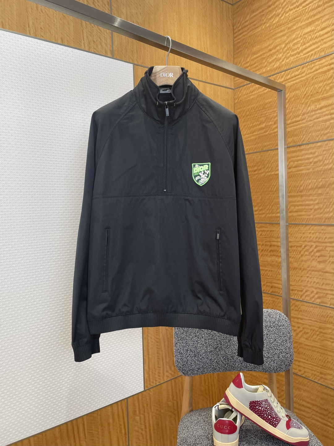 Dior Green Shield Logo Half Zip Jacket