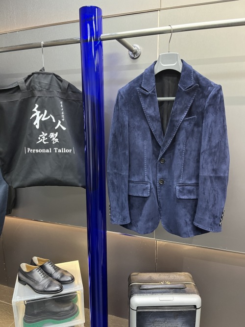 ZILIMARK Custom Navy Suede Blazer - Tailored Fit, Luxury Blend 1 ZILIMARK Custom Navy Suede Blazer - Tailored Fit, Luxury Blend