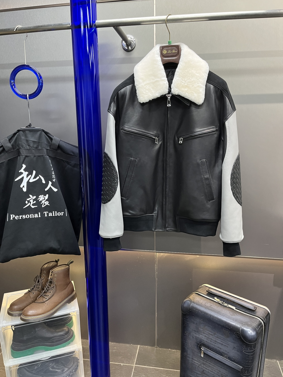 Bottega Veneta Black Contrast Collar Bomber Jacket