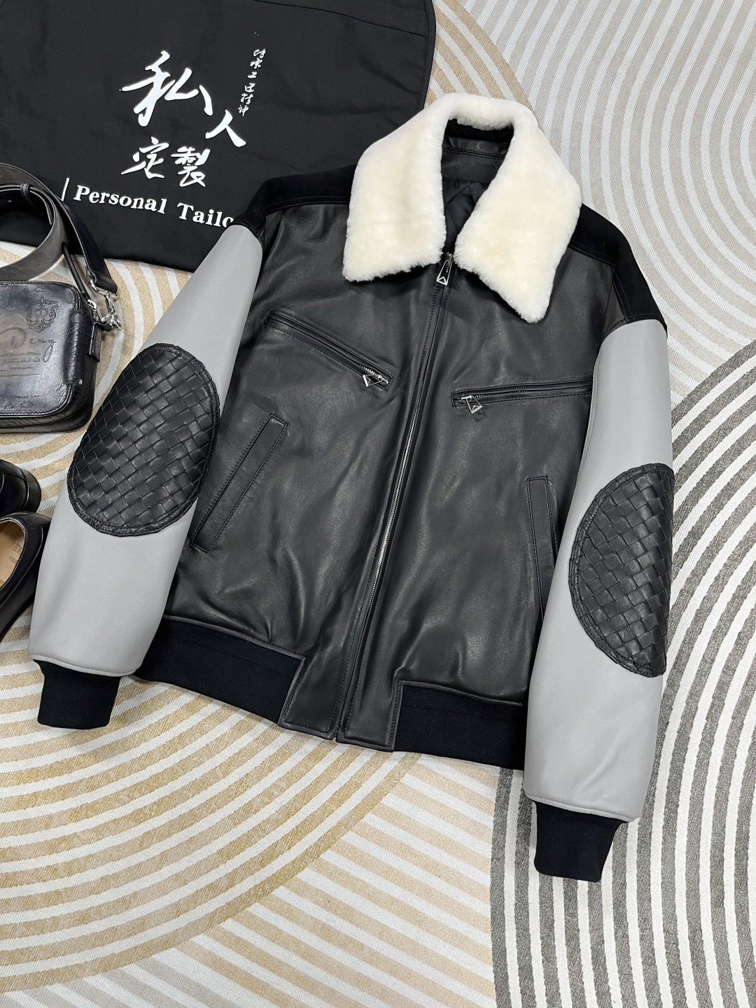 Bottega Veneta Contrast Sleeve Elbow Patch Jacket