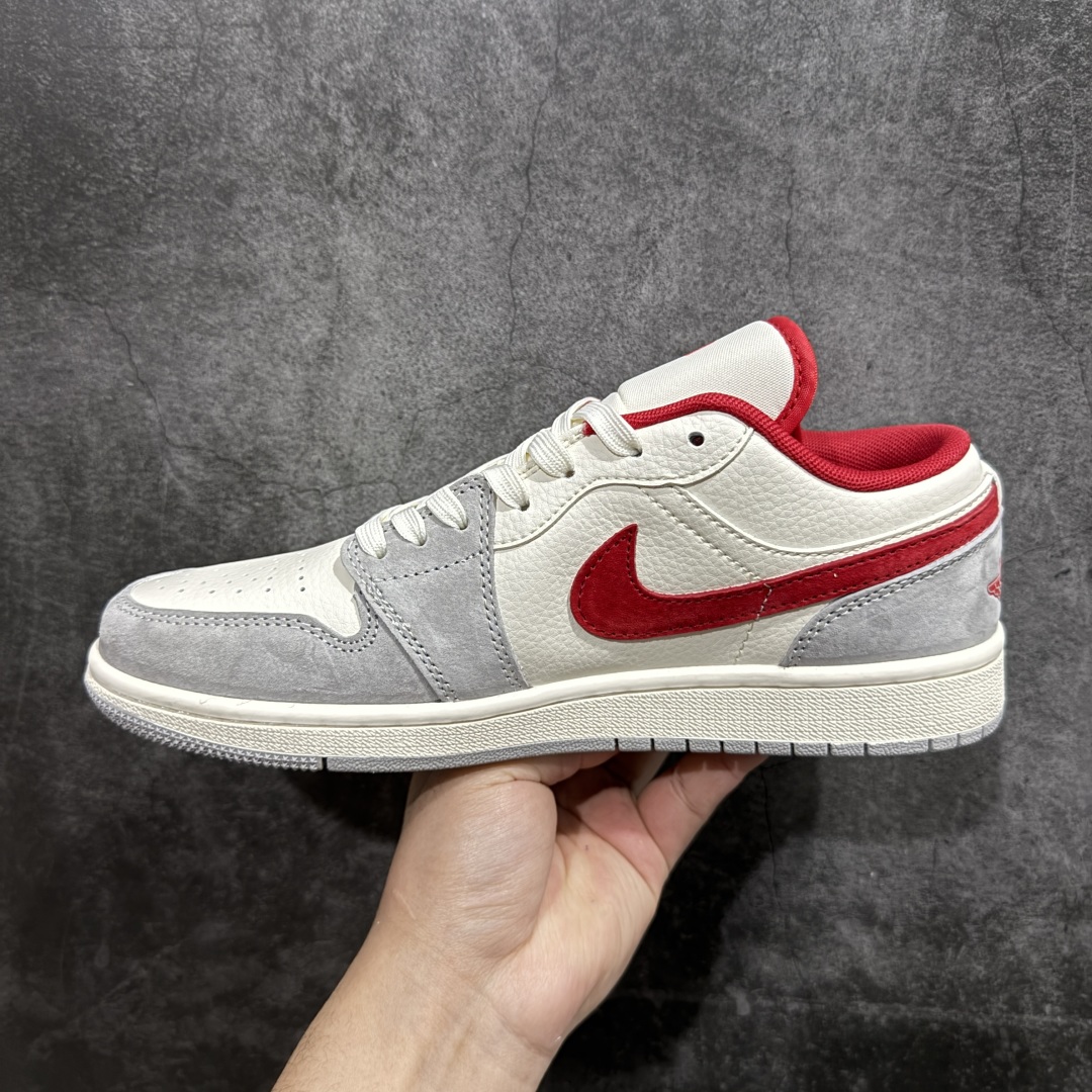 图片[2]-【定制版】Air Jordan 1 Low AJ1 乔1 Supreme联名-白灰红勾 高端定制 低帮复古篮球鞋 #定制鞋盒 大厂纯原品质出货 超高清洁度 皮料切割干净无任何毛边 细节完美 货号：SJ9950-024  尺码：36 36.5 37.5 38 38.5 39 40 40.5 41 42 42.5 43 44 44.5 45 编码：HXS320340-莆田鞋批发中心