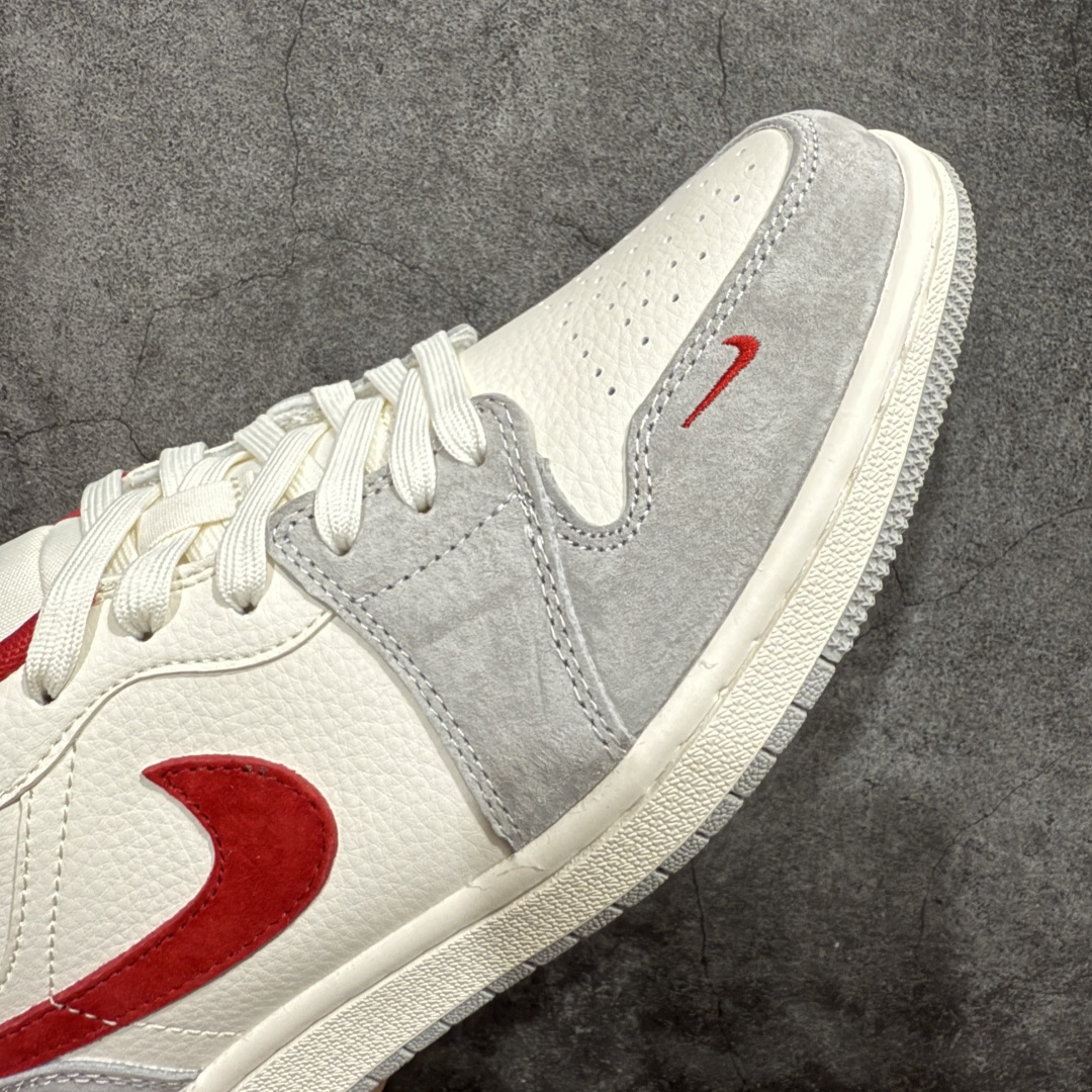 图片[6]-【定制版】Air Jordan 1 Low AJ1 乔1 Supreme联名-白灰红勾 高端定制 低帮复古篮球鞋 #定制鞋盒 大厂纯原品质出货 超高清洁度 皮料切割干净无任何毛边 细节完美 货号：SJ9950-024  尺码：36 36.5 37.5 38 38.5 39 40 40.5 41 42 42.5 43 44 44.5 45 编码：HXS320340-莆田鞋批发中心